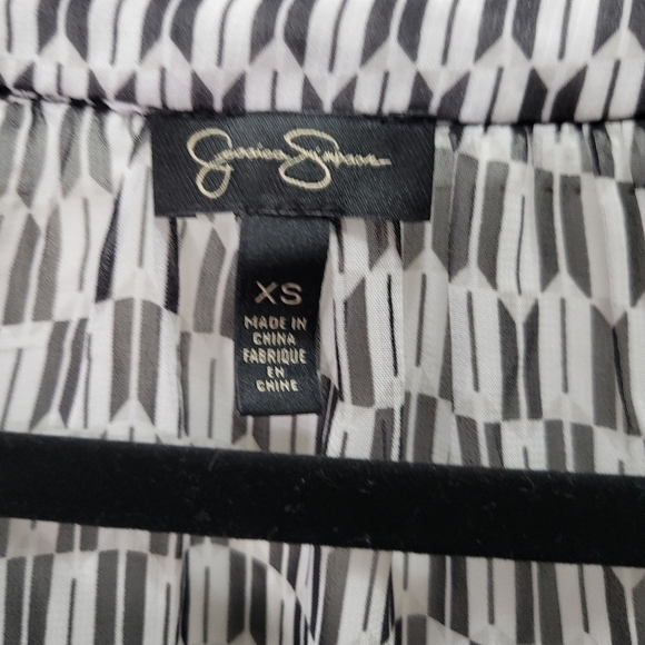 Jessica Simpson Blouse striped Chiffon Tie Waist Peasant Top - Picture 3 of 9